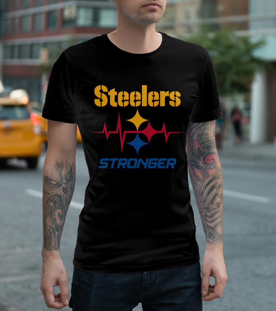 Steelers Stronger With Heartbeat And Iconic Star T-Shirt