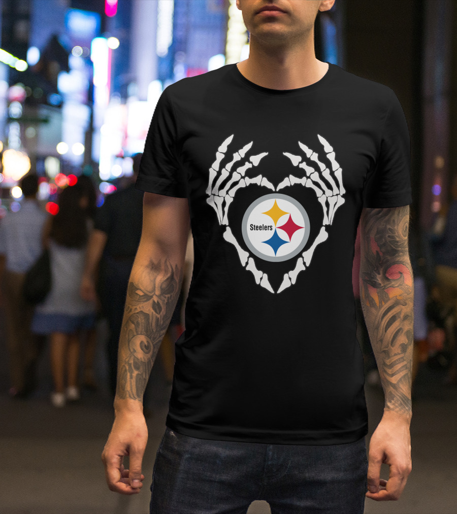 Steelers Skeleton Heart T-Shirt