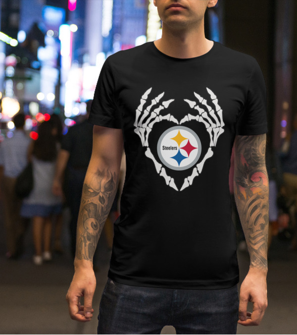 Steelers Skeleton Heart T-Shirt