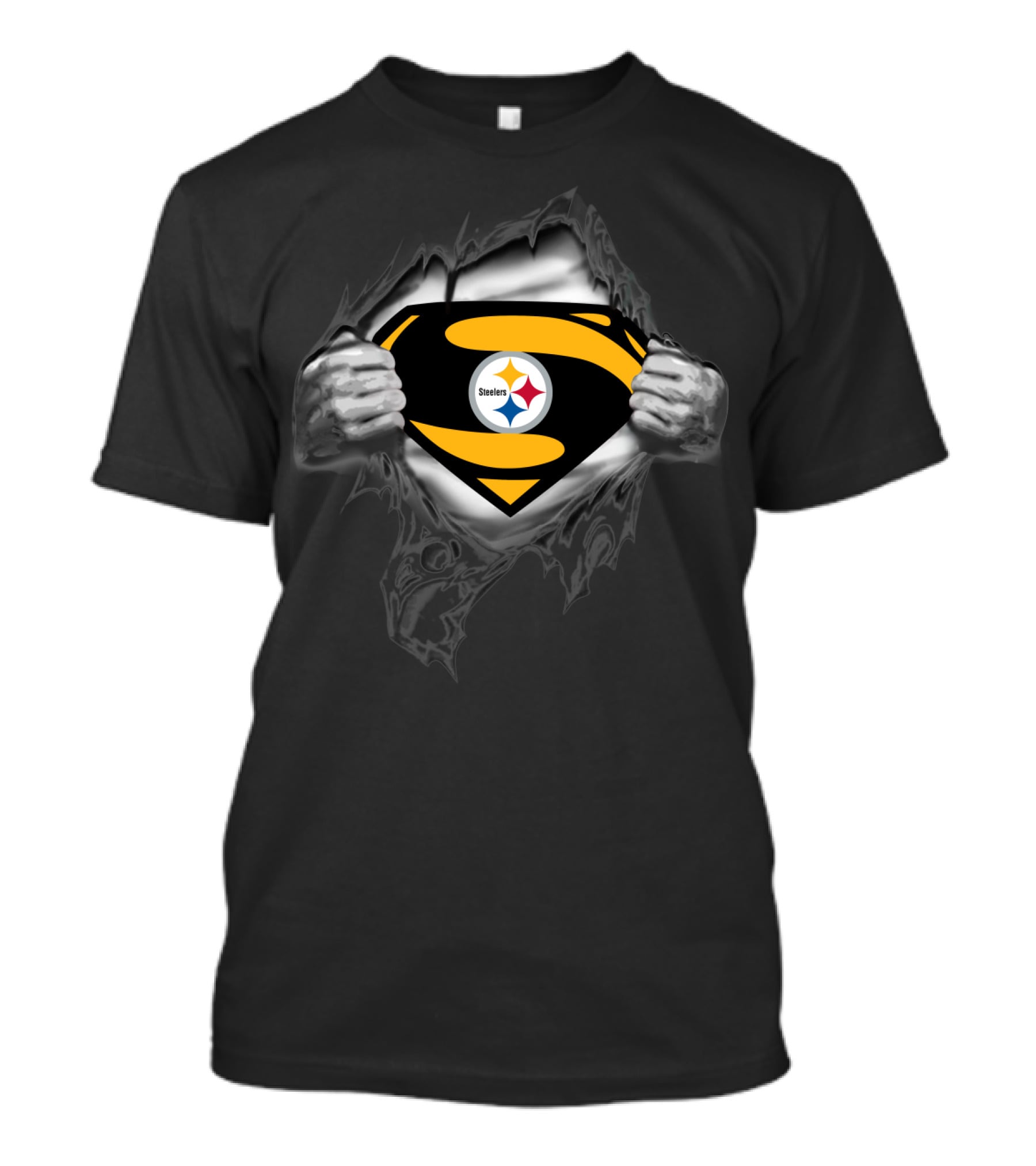 Super Steelers Emblem Rip Through T-Shirt