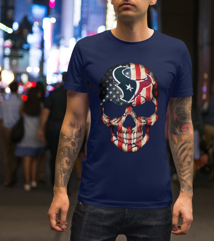 Texans Skull American Flag T-Shirt