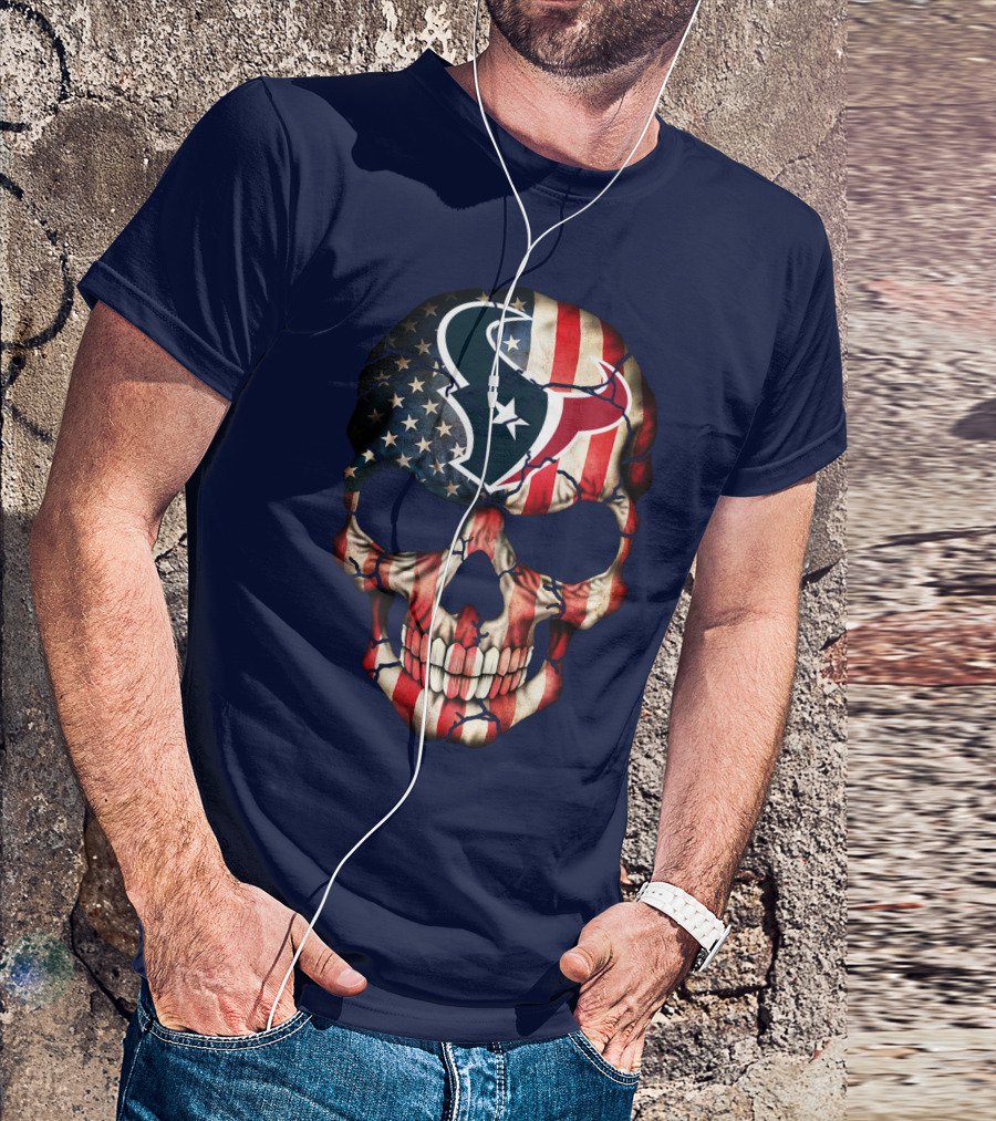 Texans Skull American Flag T-Shirt