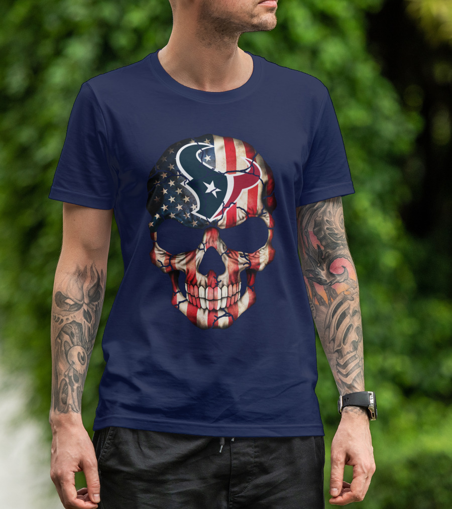 Texans Skull American Flag T-Shirt
