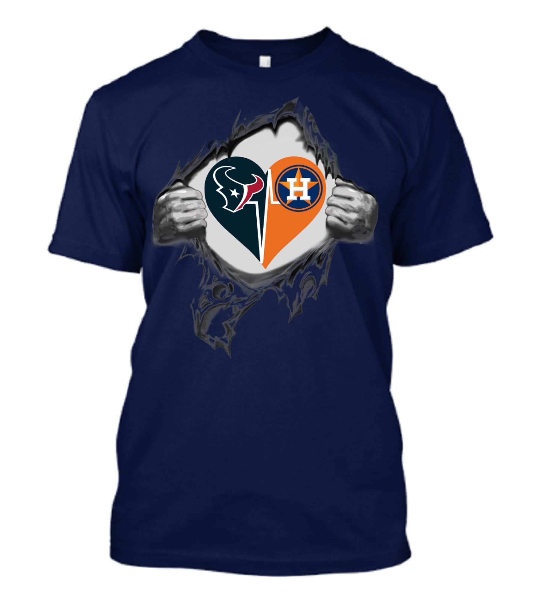 Texans Astros Heart Logo Fusion T-Shirt