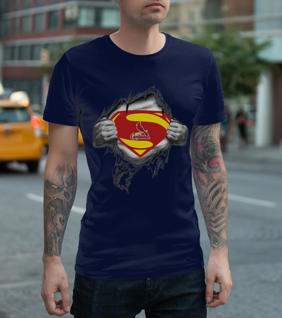 Superman St. Louis Cardinals Fan Emblem Tear T-Shirt