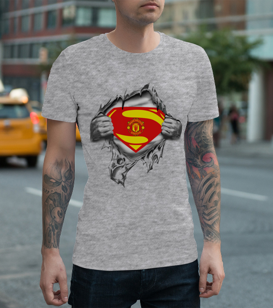Superman Manchester United Crest Rip Open T-Shirt
