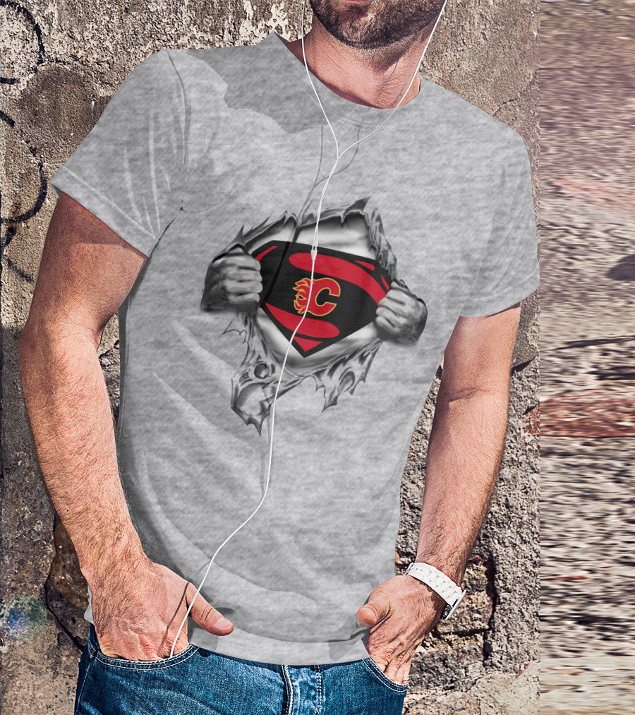 Calgary Flames Superman Logo Burst T-Shirt