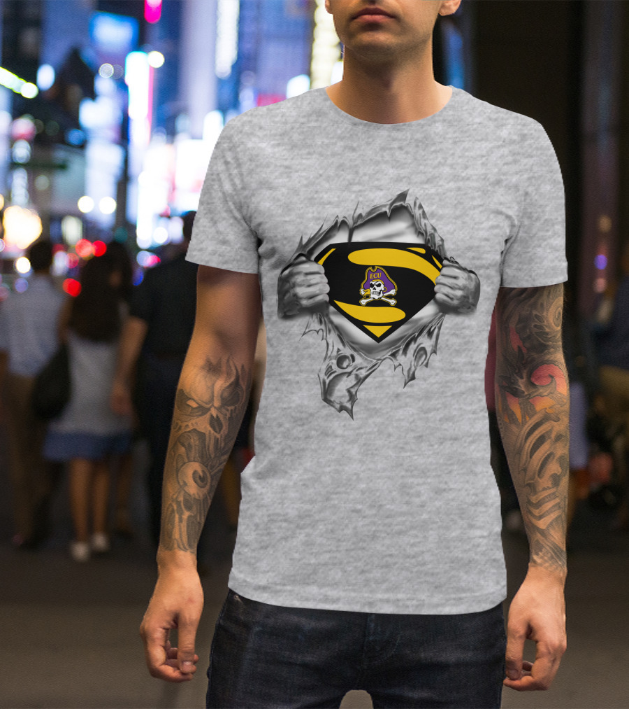 Ecu East Carolina Pirates Skull Logo Superhero Style T-Shirt
