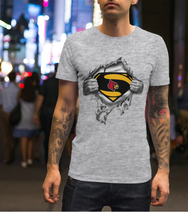Superman Logo Louisville Cardinals T-Shirt
