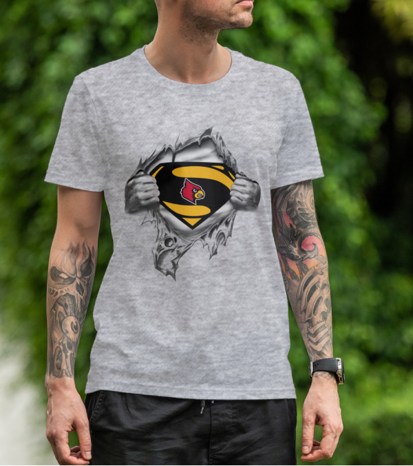 Superman Logo Louisville Cardinals T-Shirt
