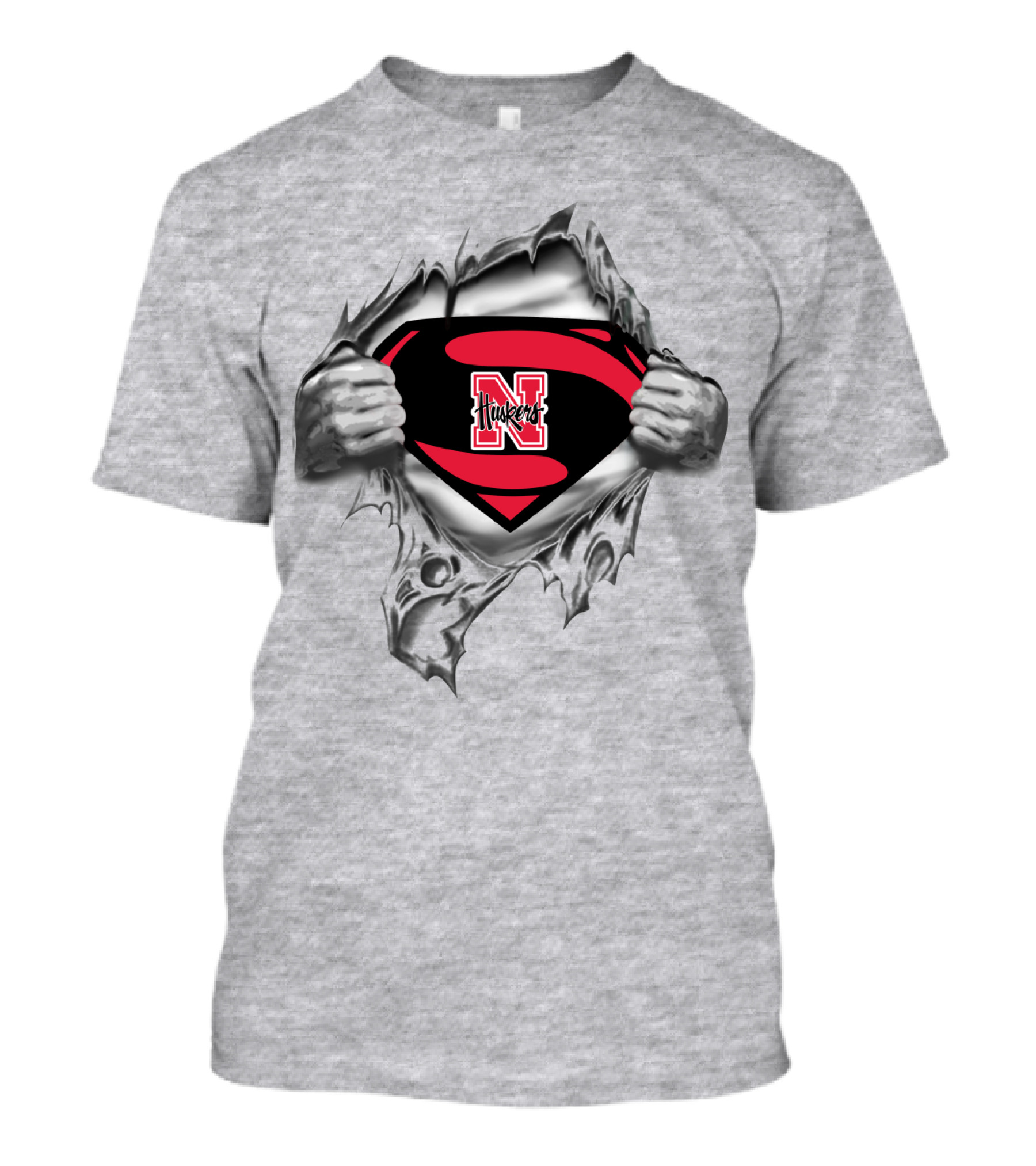 Nebraska Cornhuskers N Huskers Emblem Inside Steel Superhero Suit T-Shirt
