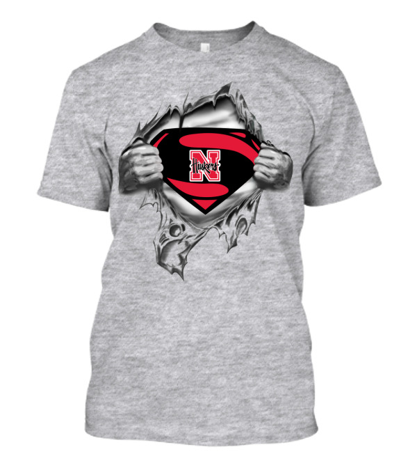 Nebraska Cornhuskers N Huskers Emblem Inside Steel Superhero Suit T-Shirt