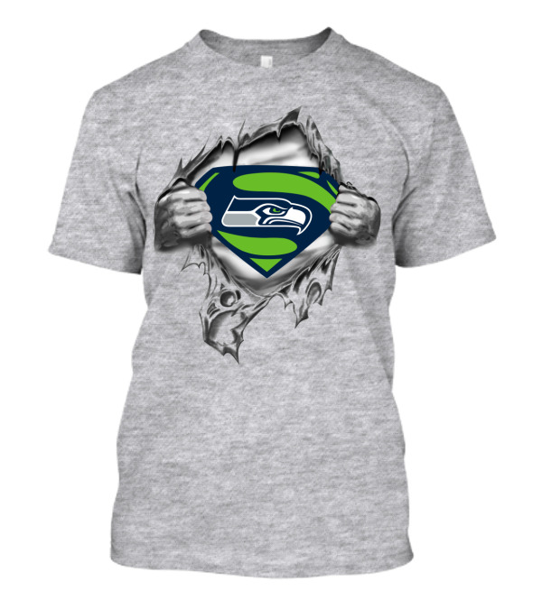Seattle Seahawks Superman Shield Rip T-Shirt