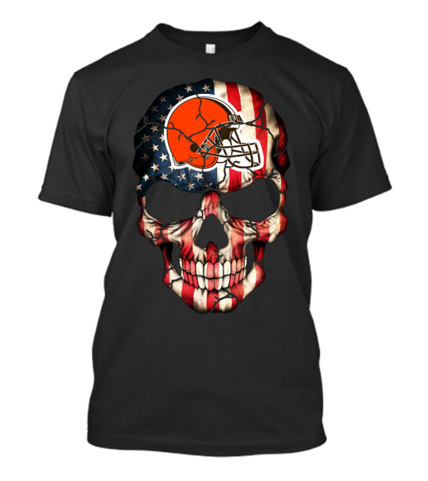 Cleveland Browns American Flag Skull T-Shirt