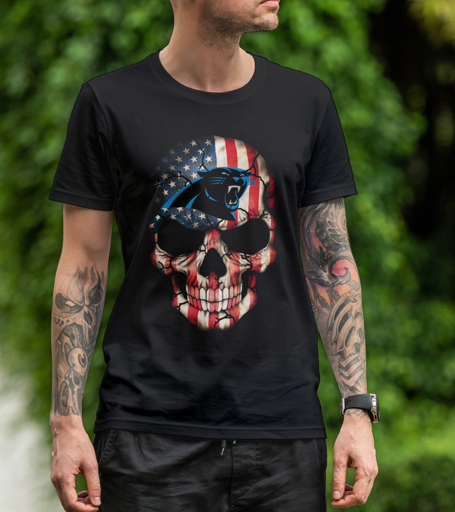 Panthers American Flag Skull T-Shirt
