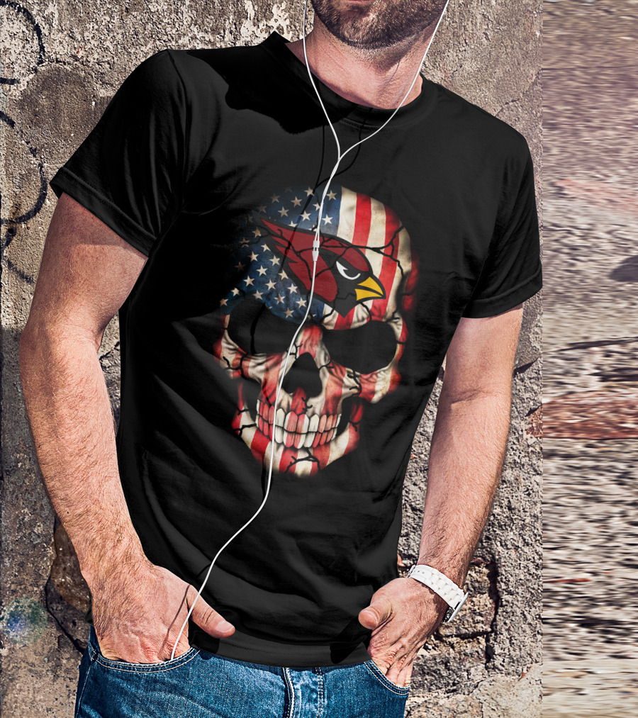 American Flag Cardinals Skull T-Shirt