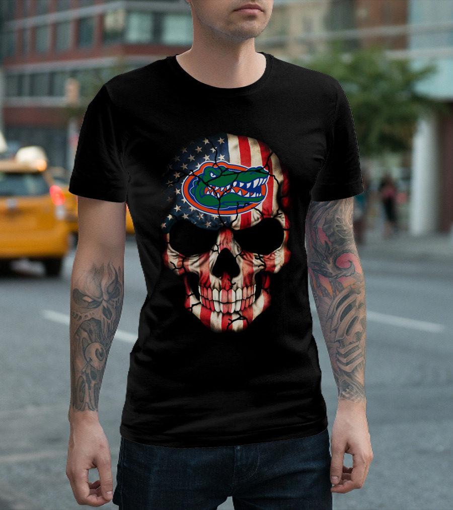 Florida Gators American Flag Skull T-Shirt
