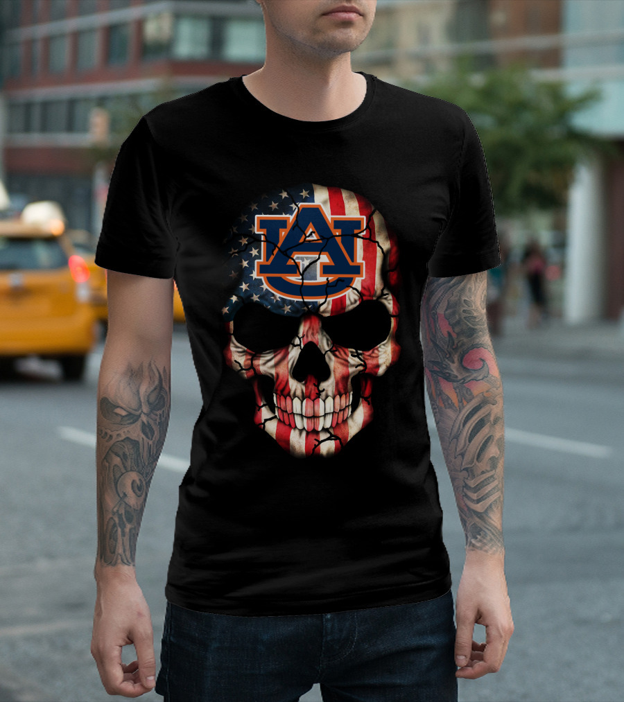 Auburn American Flag Skull T-Shirt