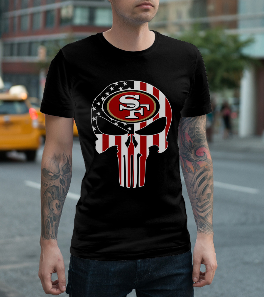 Sf 49ers American Flag Skull T-Shirt