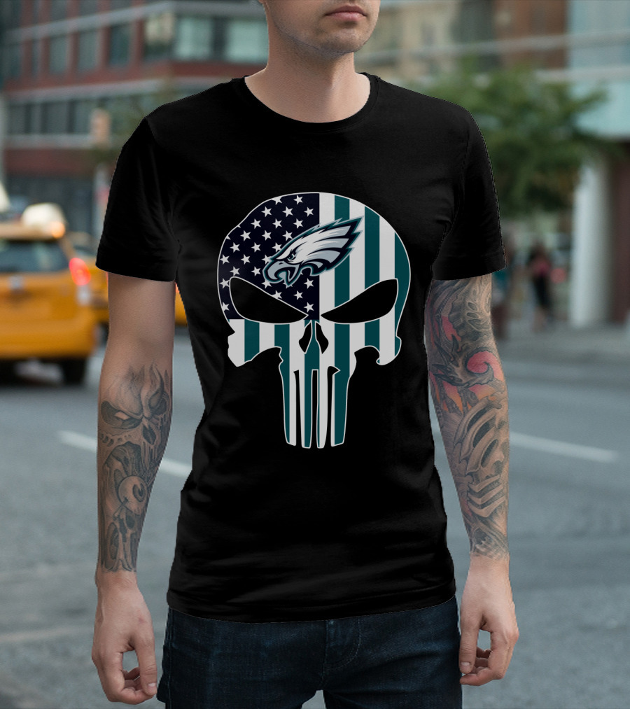Eagles Punisher Skull American Flag T-Shirt