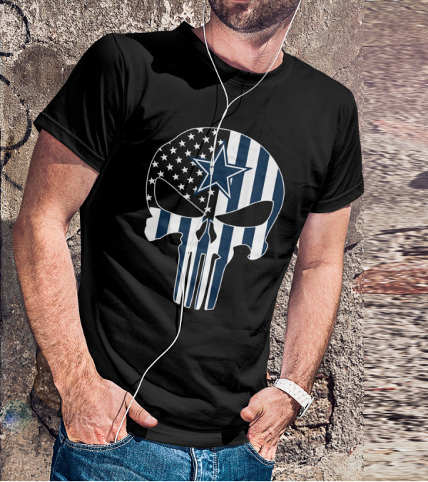 Dallas Cowboys Punisher Skull American Flag T-Shirt
