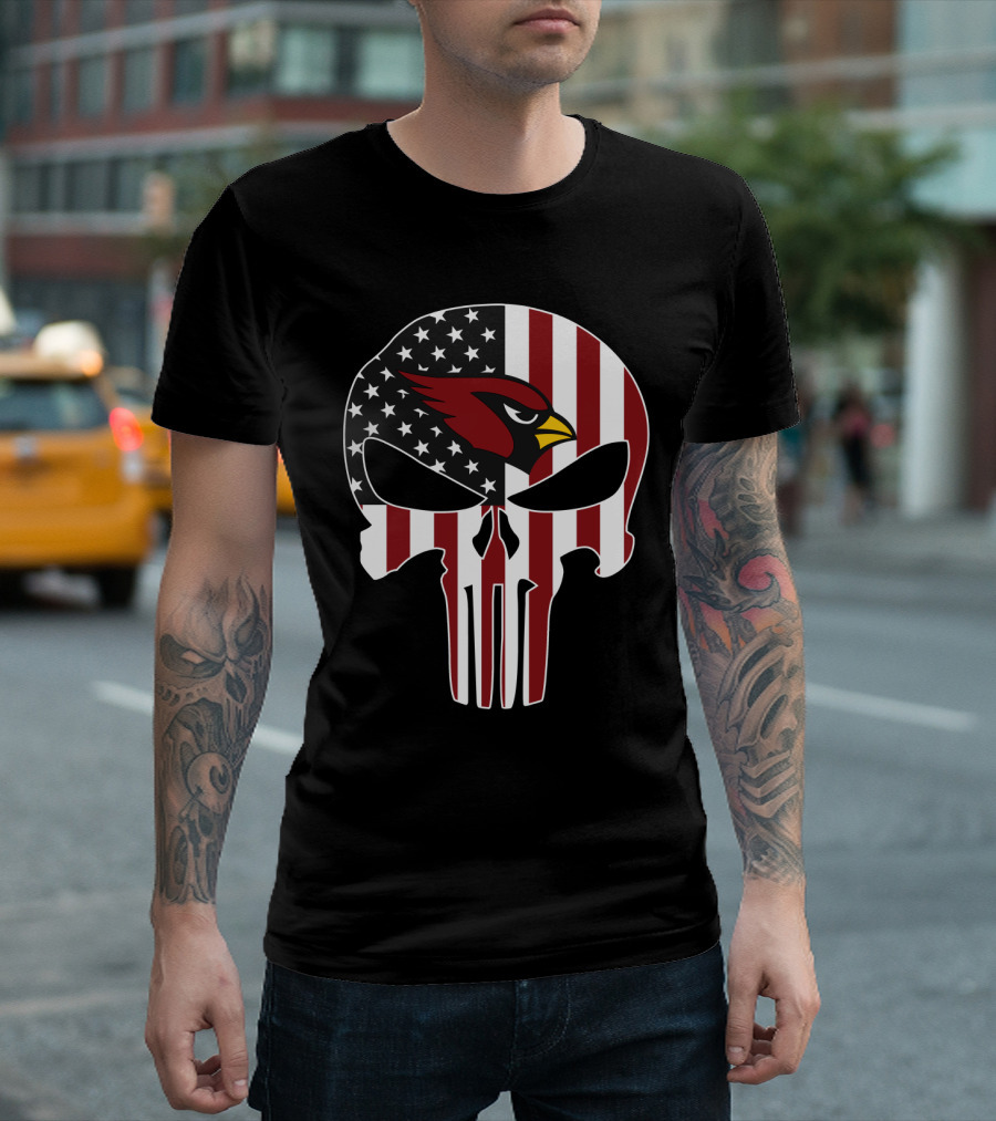 American Flag Punisher Skull Cardinals T-Shirt
