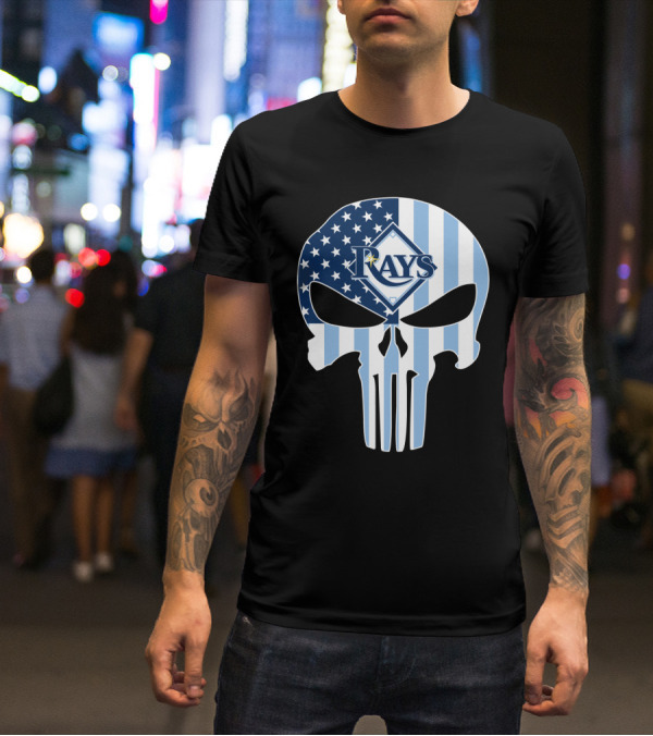 Rays Skull With American Flag T-Shirt