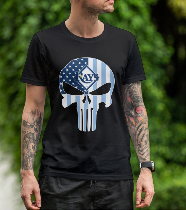 Rays Skull With American Flag T-Shirt