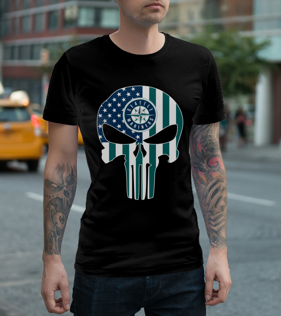 Seattle Mariners Skull Stars Stripes T-Shirt