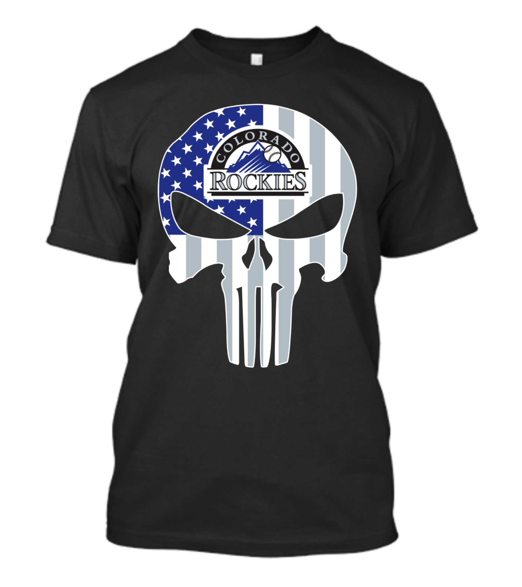 Colorado Rockies American Flag Skull T-Shirt
