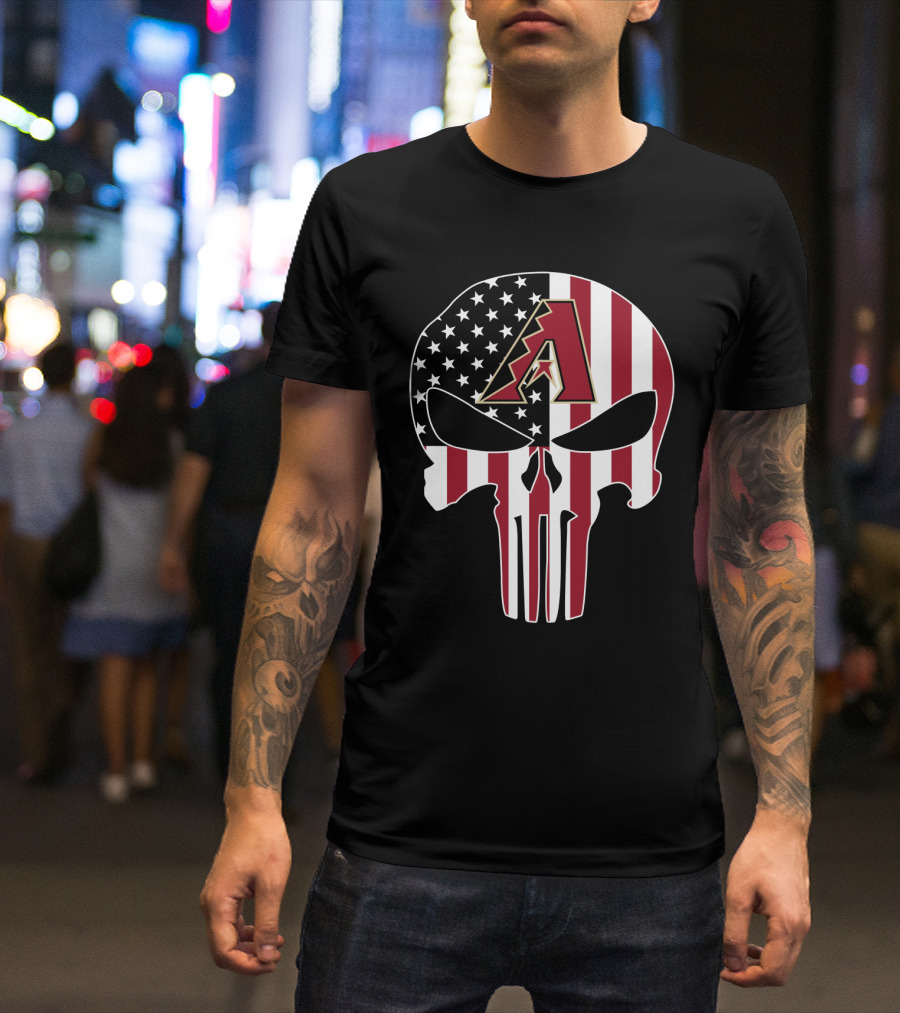 Arizona Diamondbacks American Flag Skull T-Shirt