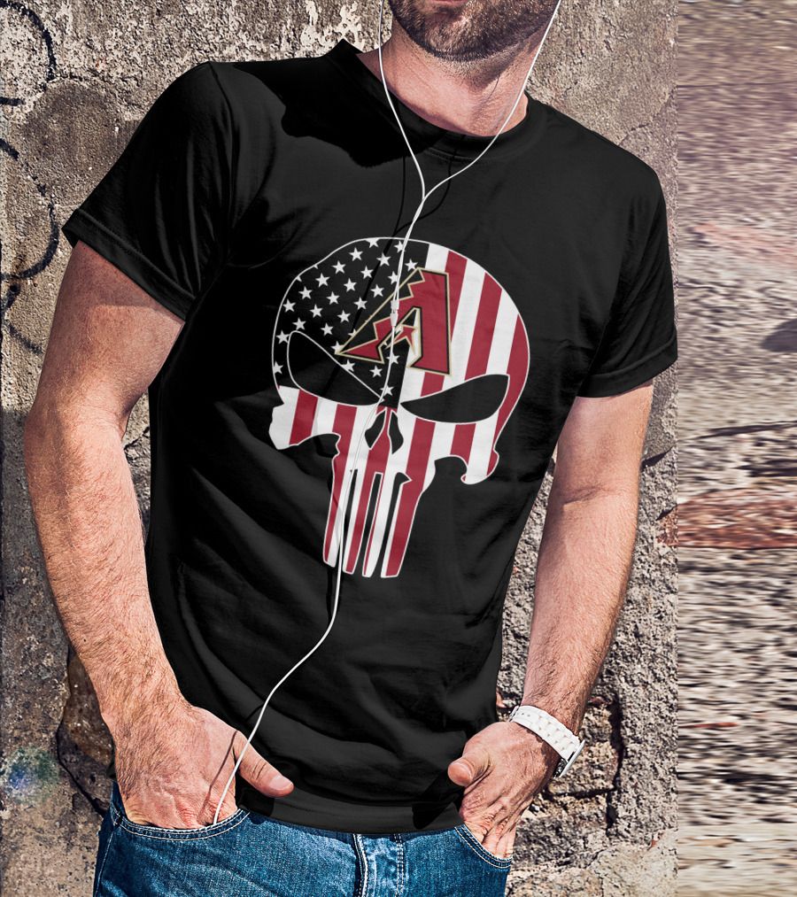 Arizona Diamondbacks American Flag Skull T-Shirt