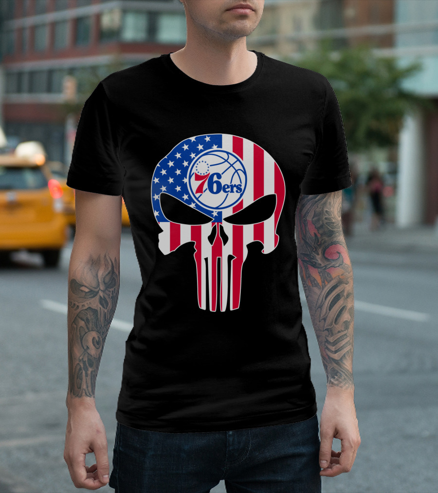 Philadelphia 76ers Stars And Stripes Punisher T-Shirt