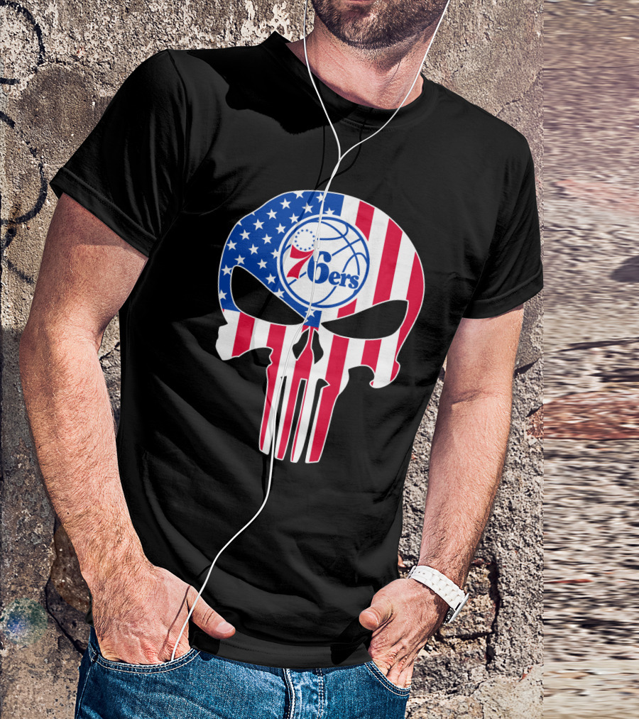 Philadelphia 76ers Stars And Stripes Punisher T-Shirt