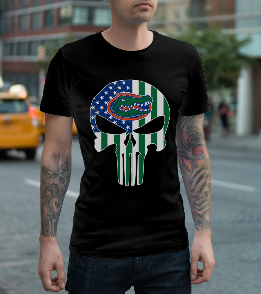 Florida Gators American Flag Punisher Skull T-Shirt