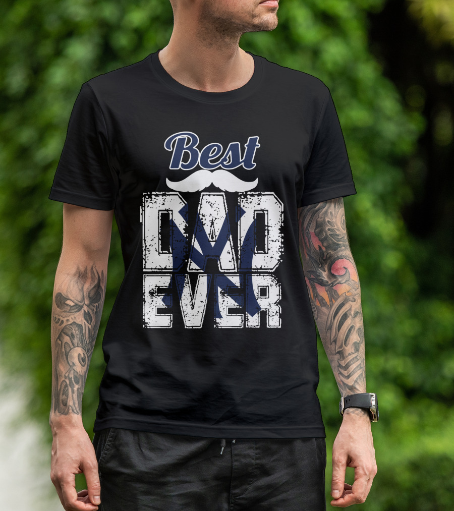Best Dad Ever Yankees Logo Moustache T-Shirt