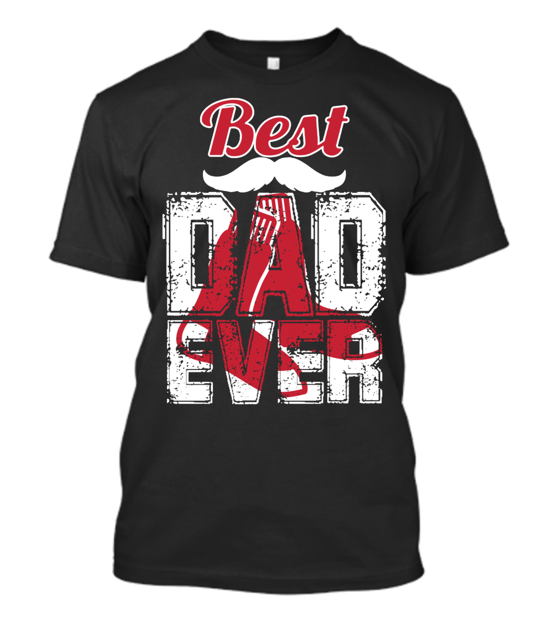 Best Dad Ever Red Sox Logo Moustache T-Shirt