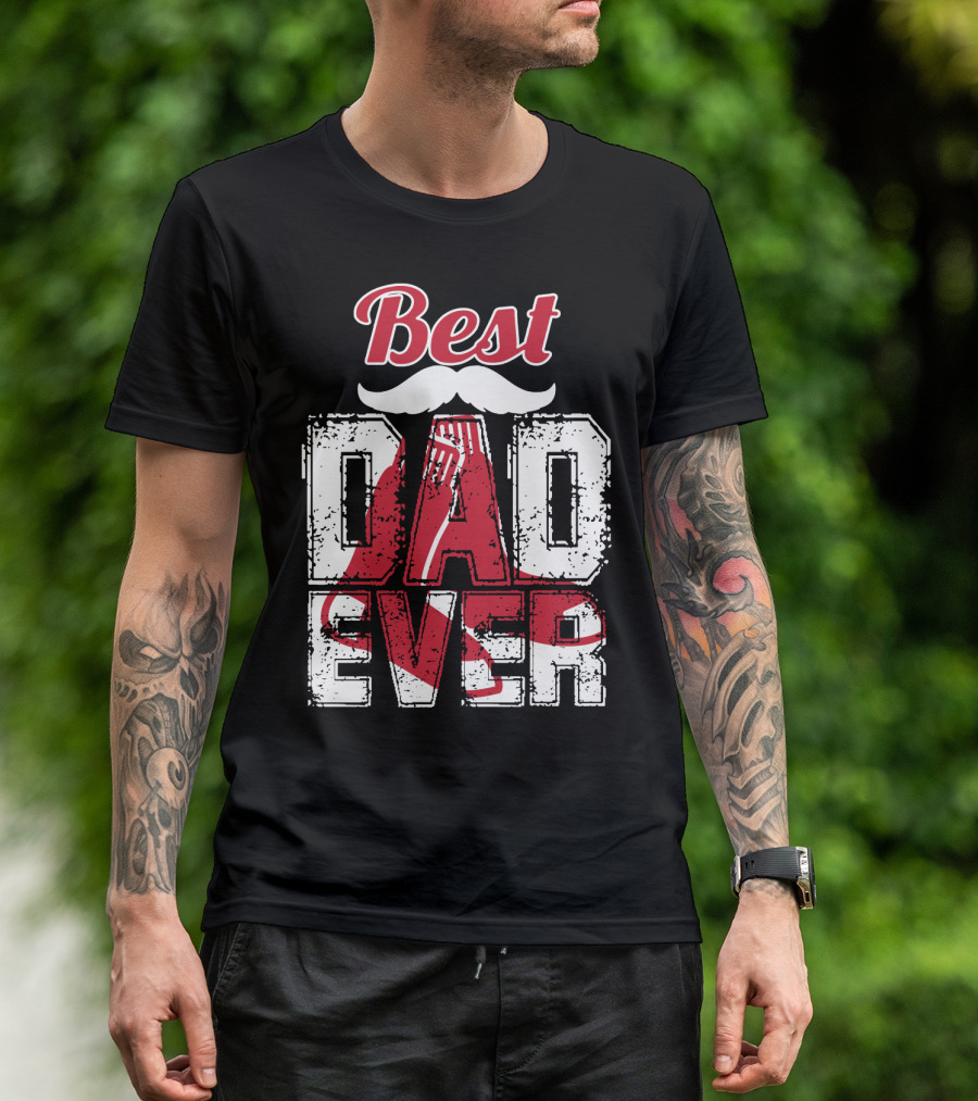 Best Dad Ever Red Sox Logo Moustache T-Shirt