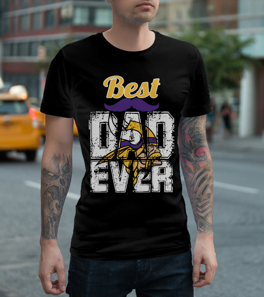 Best Dad Ever Viking Helmet Mustache T-Shirt
