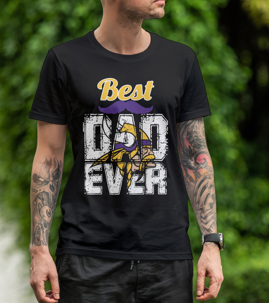 Best Dad Ever Viking Helmet Mustache T-Shirt