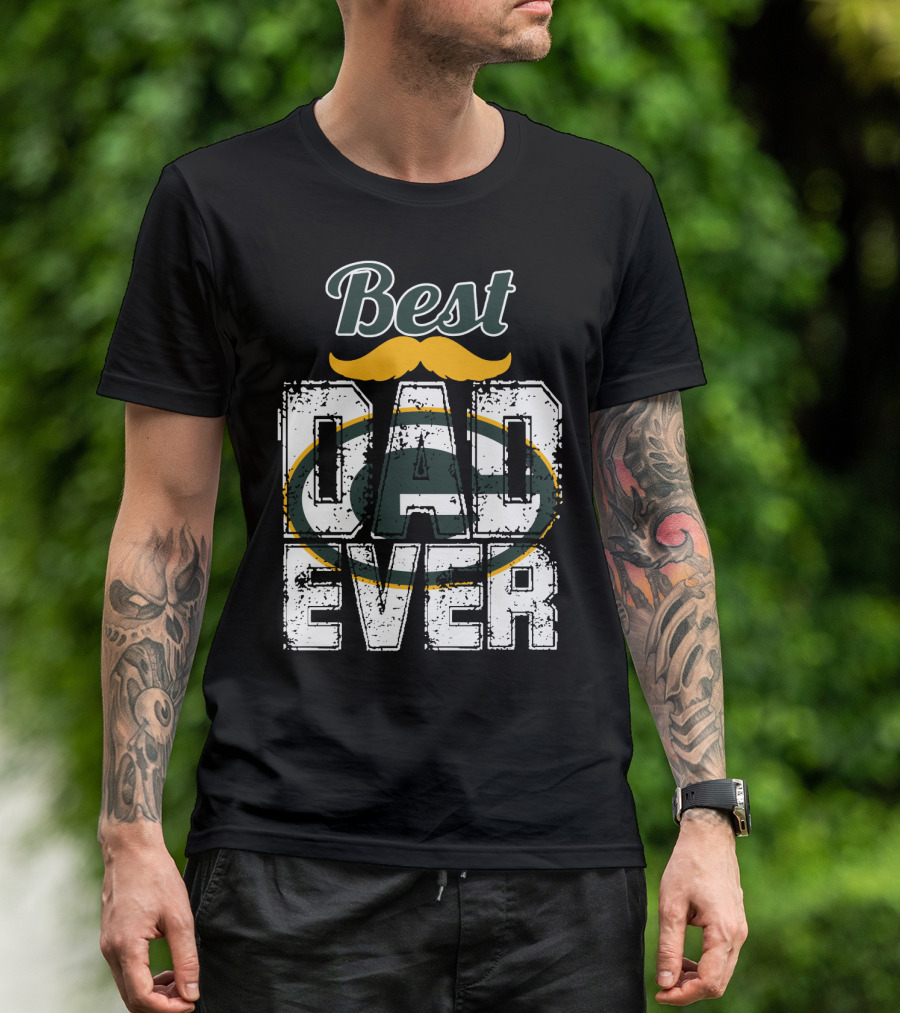 Best Dad Ever Packers Fan Mustache T-Shirt