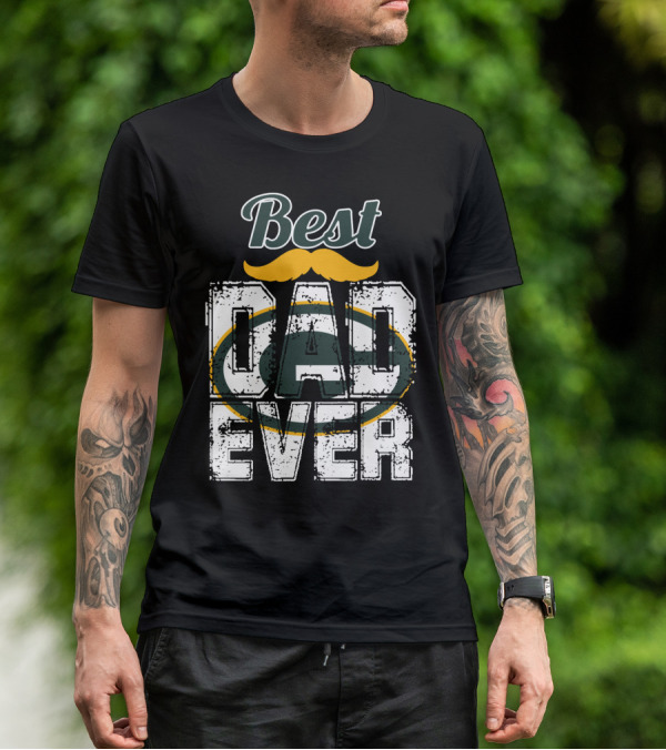 Best Dad Ever Packers Fan Mustache T-Shirt