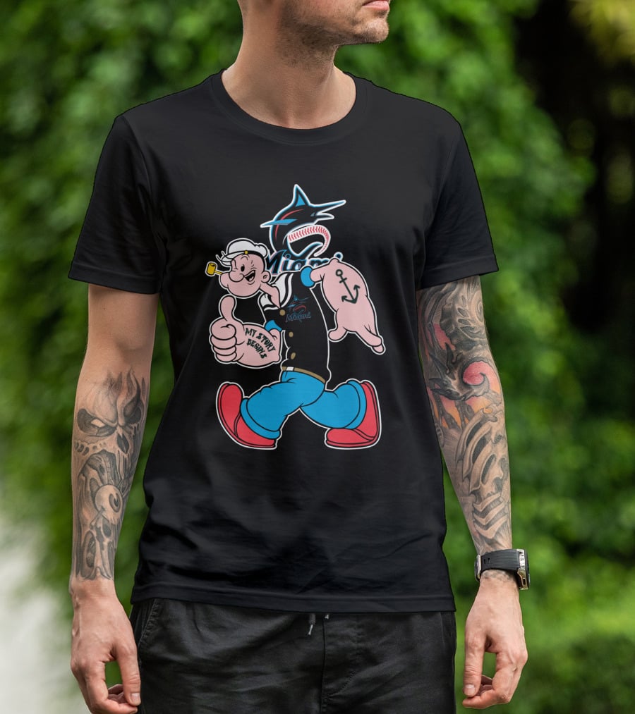 Miami Marlins Popeye Mt Stewart Begley T-Shirt