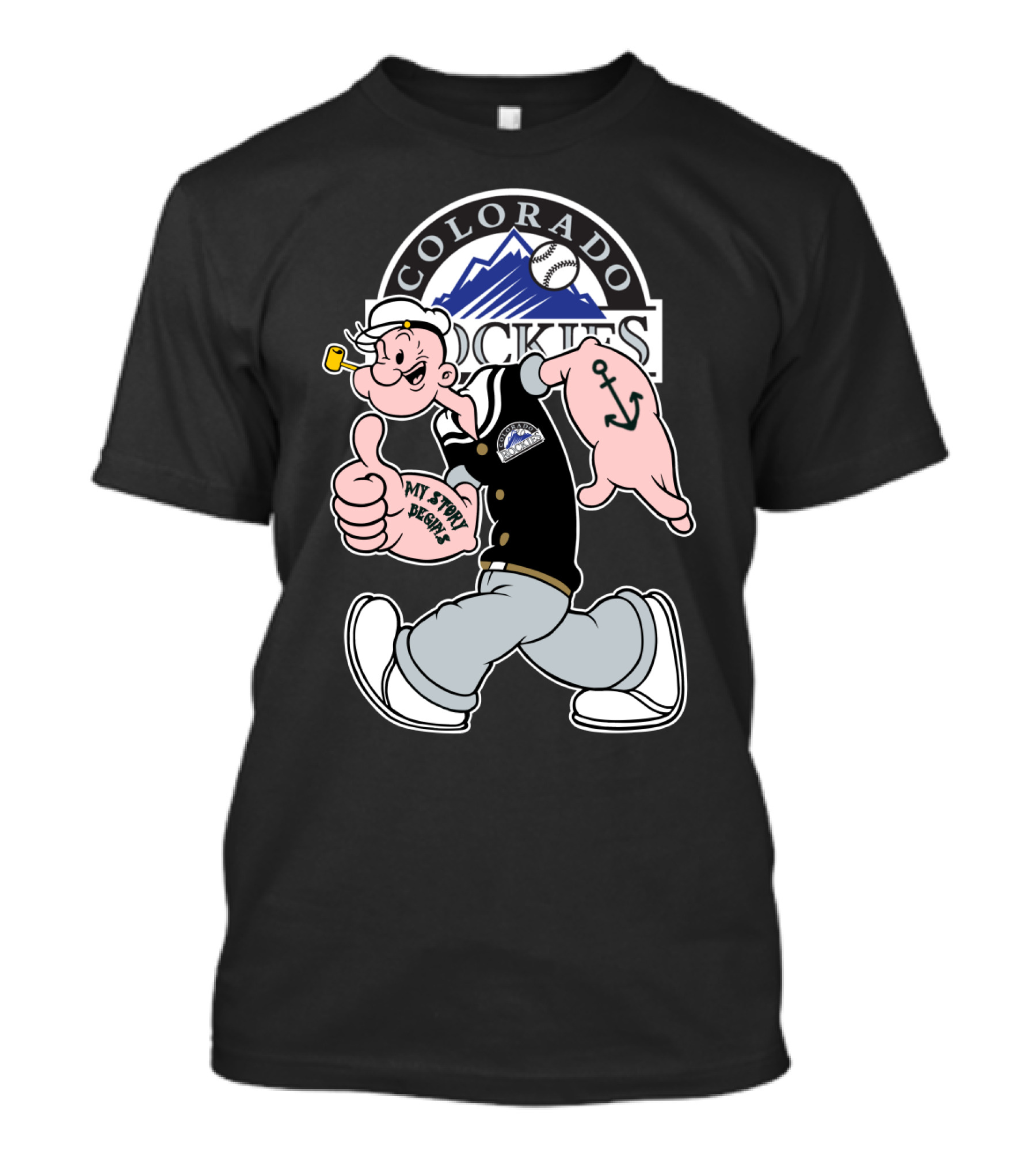 Colorado Rockies Popeye Mlb Crossover My Story Begins T-Shirt