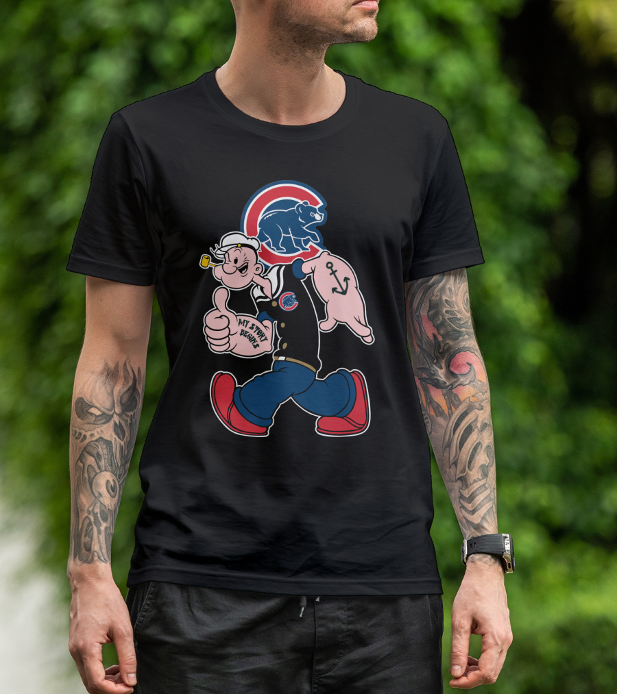 Chicago Cubs Popeye Cartoon Crossover T-Shirt