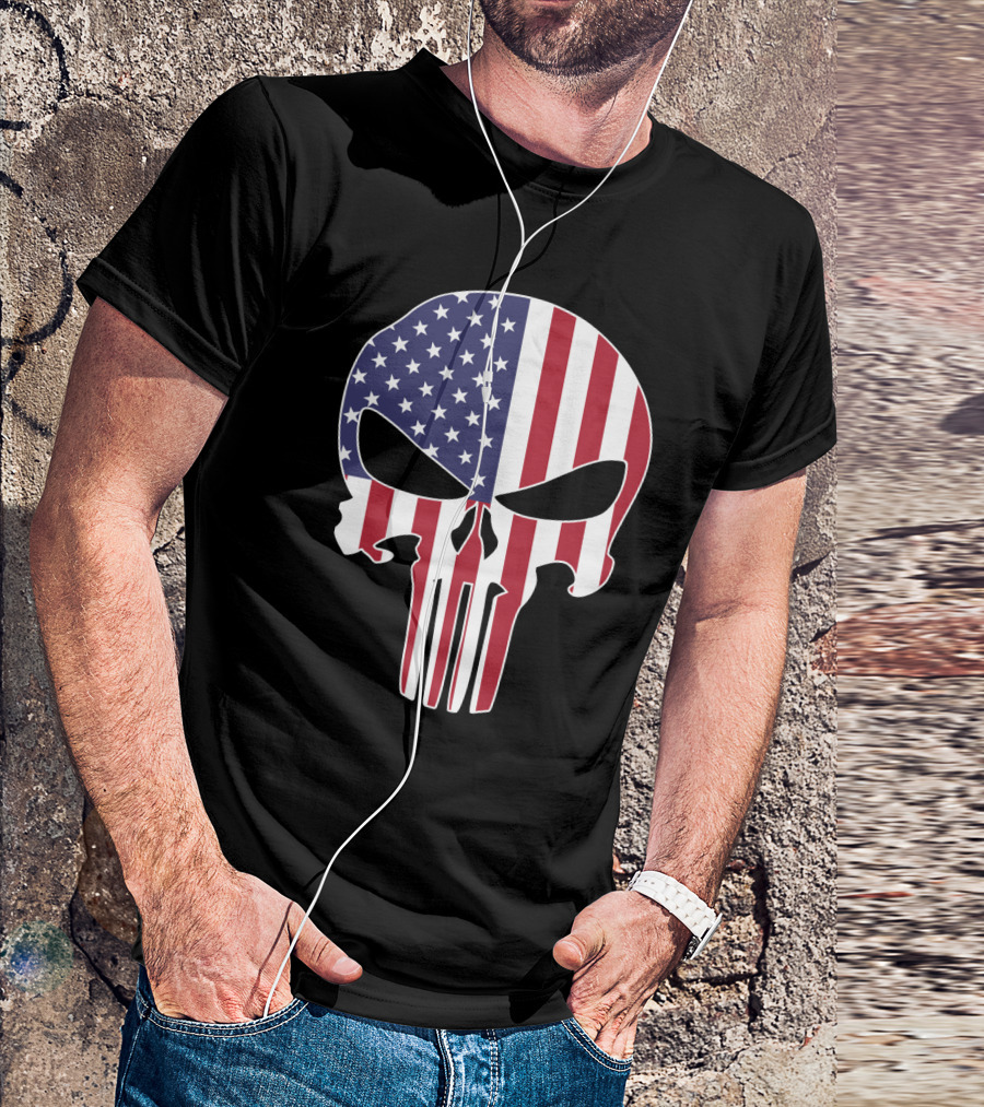 The Punisher Skull American Flag T-Shirt