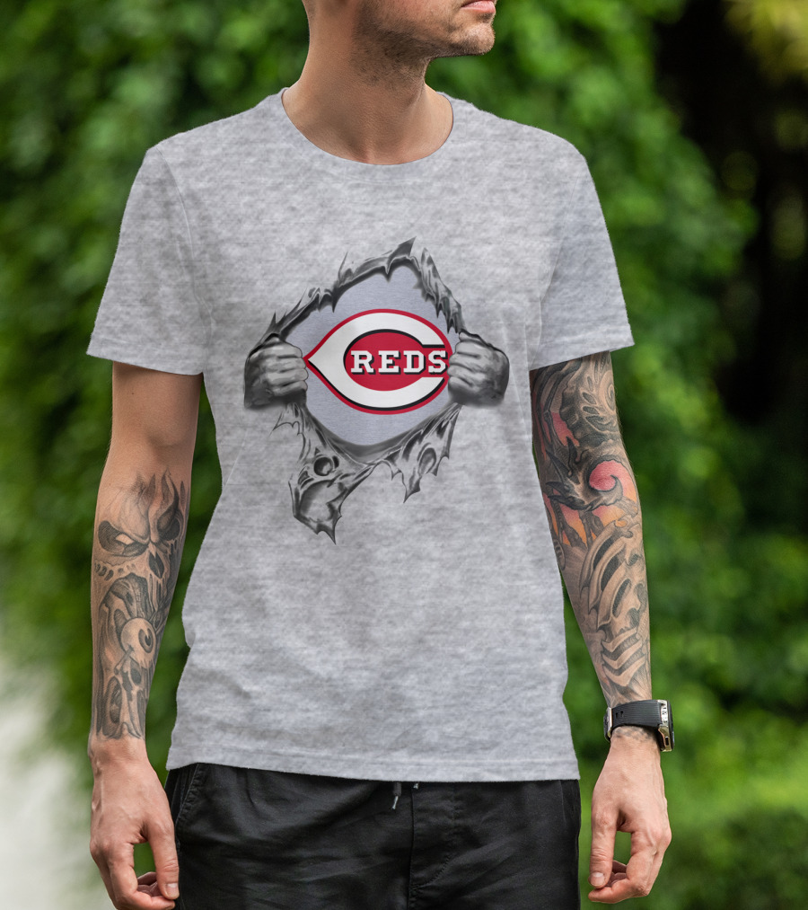 Cincinnati Reds Logo Breaking Through T-Shirt