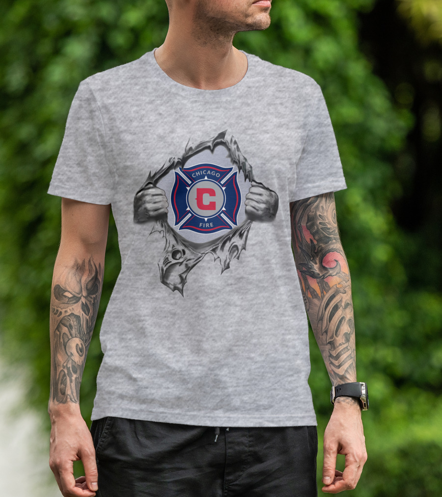 Chicago Fire Department Logo Ripped Through T-Shirt