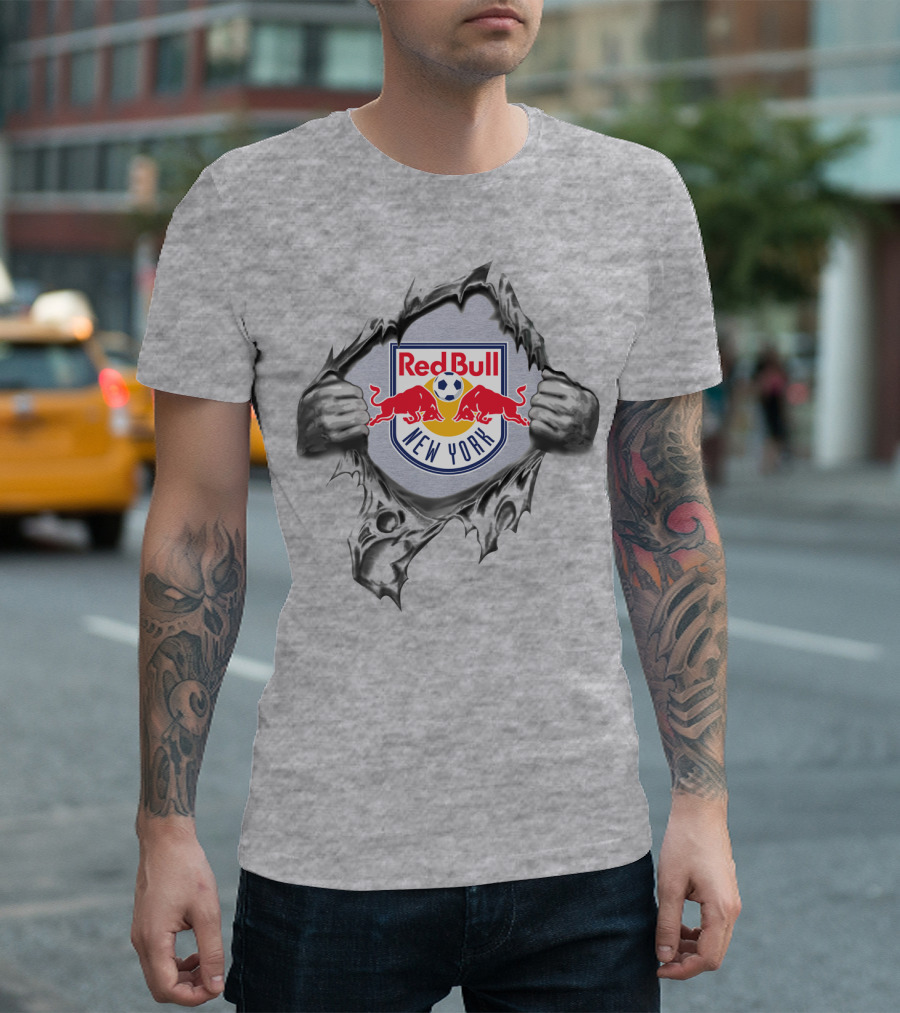 New York Red Bulls Logo With Ripped Effect T-Shirt