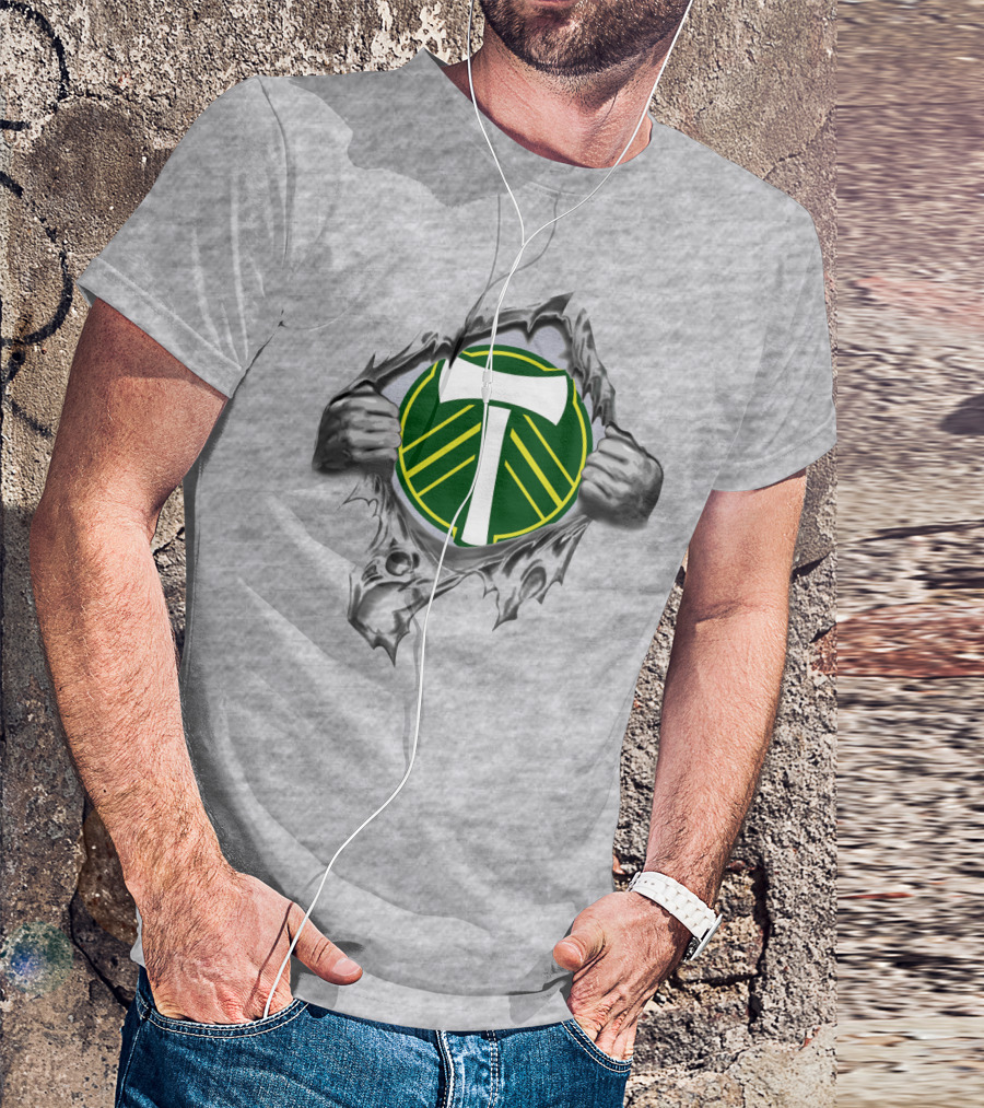 Portland Timbers Logo With Ripped Background And Hands T-Shirt